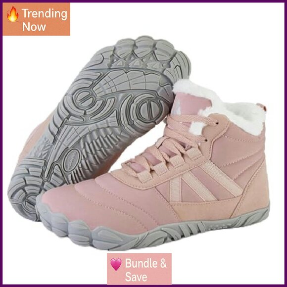 Winter Barefoot Boots Wide Toe Box Zero Drop Sole Warm Lined - Picture 2 of 8